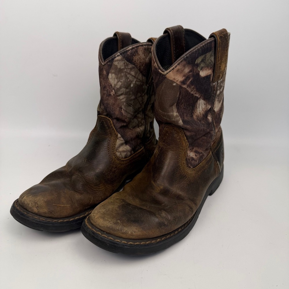 Ariat Youth 5.5 Boots Brown Leather RealTree Camo Western READ‎